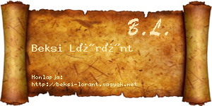 Beksi Lóránt névjegykártya